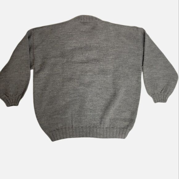 VINTAGE 80s Australian gray‎ wool kangaroo knit drop shoulder sweater M - Picture 3 of 11